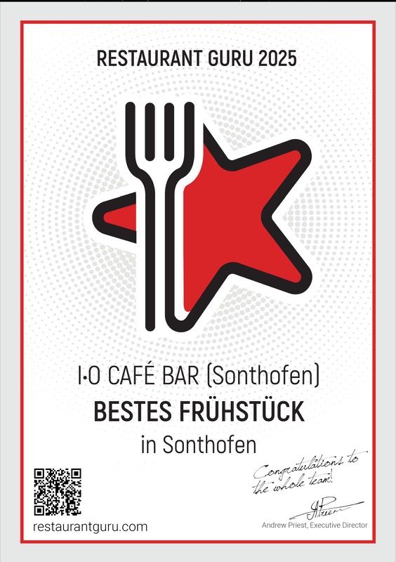 Urkunde Restaurant Guru 2025: Bestes Frühstück in Sonthofen